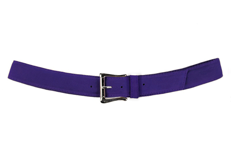 Violet purple women's dress belt, matching pumps and bags. Made to measure. Profile view - Florence KOOIJMAN